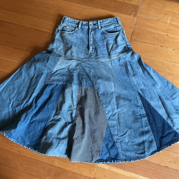 45Rpm.  Rye Mugi Charlotte patchwork.denim skirt. - Picture 7 of 7